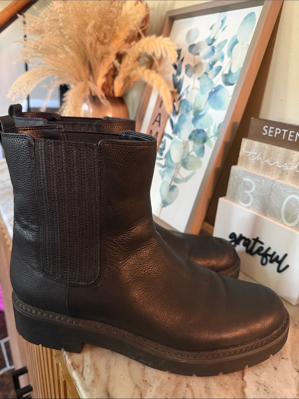 Women's Black Leather Chelsea Ankle Boots